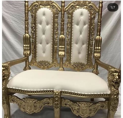 White & Gold Royal Throne Loveseat