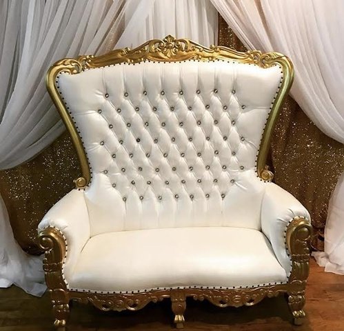White & Gold Loveseat Throne