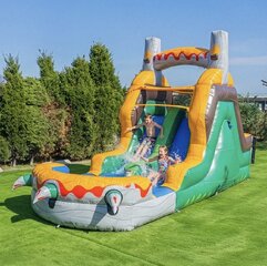 (NEW!) 13 ft Dual-Lane T-Rex Adventure Waterslide