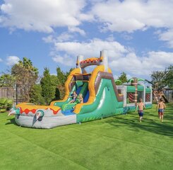 (NEW!) 42' Long T-Rex Adventure Obstacle Course With 13' Waterslide