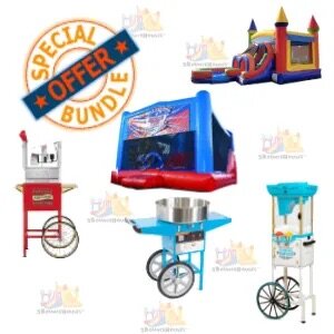 1 Deluxe | 1 Standard Bounce House + 3 Concessions