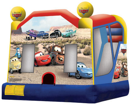Cars bounce house water slide combo with hoop