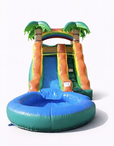 14ft Toddler Rainbow Island Slide (Wet/Dry)