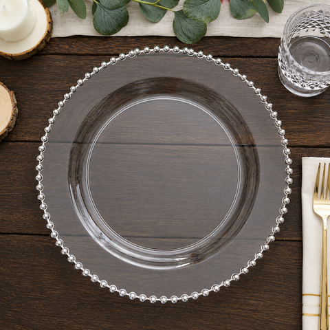 Silver Beaded Charger Plate