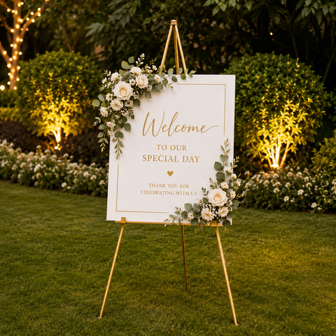 Gold Welcome Sign Easel