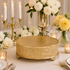 Gold Pedestal Cake Stand Rental — Syracuse, NY