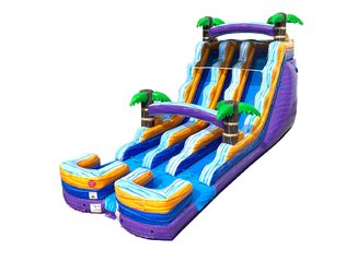 18ft Purple Tropical Marble Double Bay Waterslide Rental — Syracuse, NY