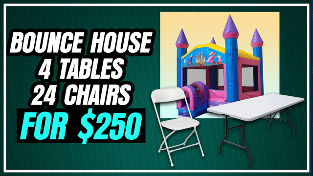 Bounce House 4 tables 24 chairs