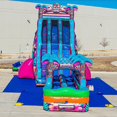 27' Tiki Splash Dual Lane Water Slide and Slip-n-Slide