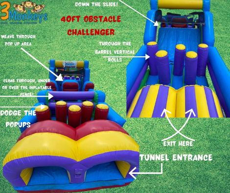 40ft Obstacle Challenger near me | 3 Monkeys Inflatables 