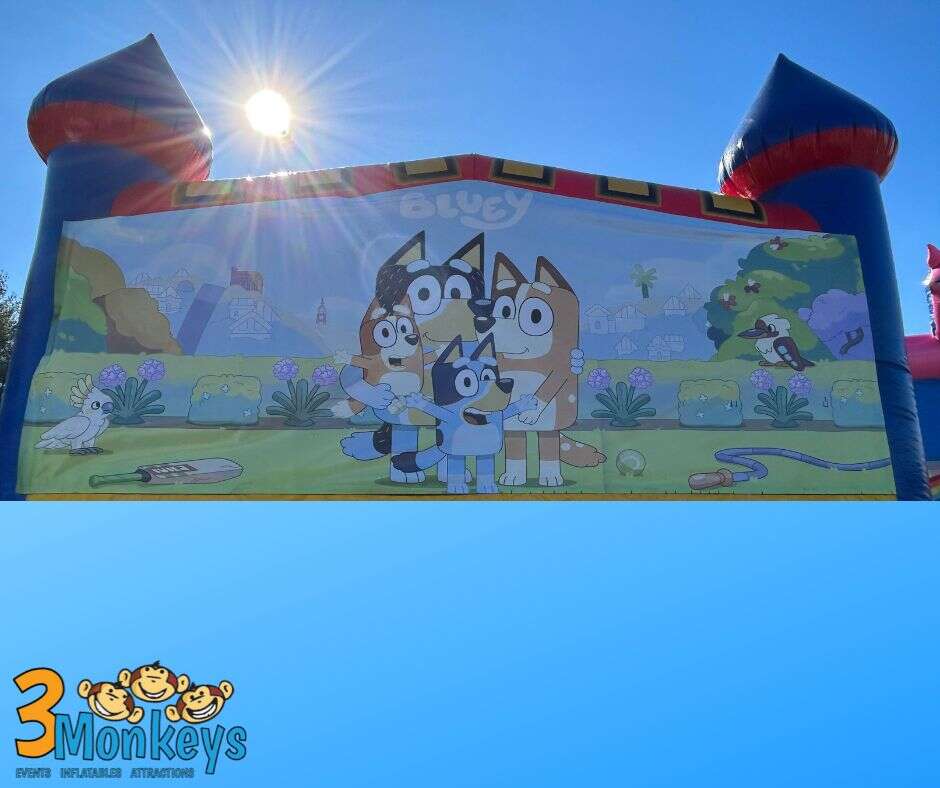 Blue Dog Family Banner for Combo Bounce House