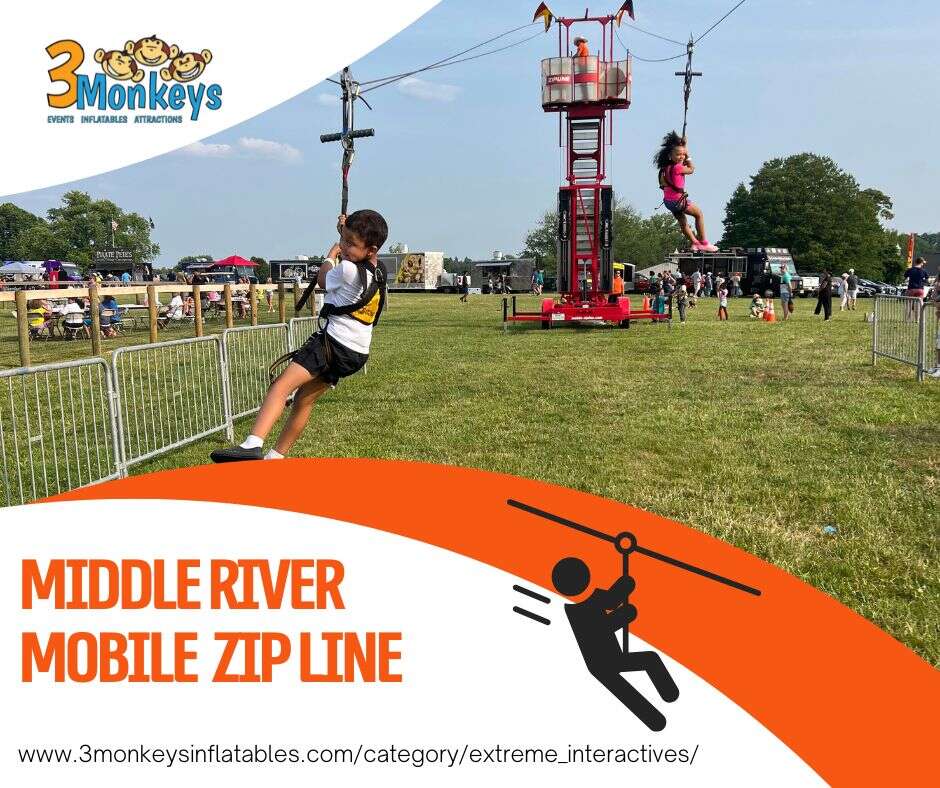 Zip Line Rental Middle River, MD - 3 Monkeys Inflatables