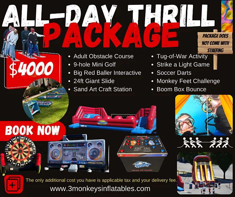 All-Day Thrill Package | 3 Monkeys Inflatables