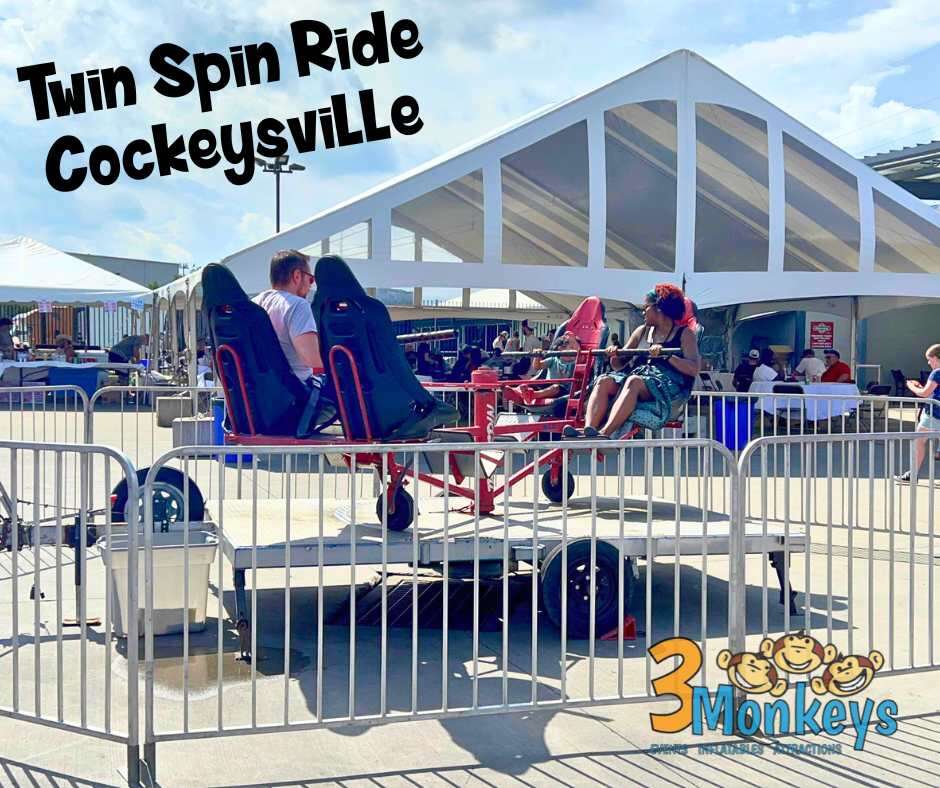 Twin Spin Ride Rental Cockeysville - 3 Monkeys Inflatables