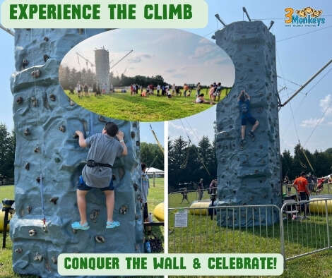 Experience the Climb - Climb-Conquer-Celebrate-on-3-Monkeys-Inflatables-Rock-Wall-Rentals-Central-PA-and-MD-Best-Rock-Walls-Rentals