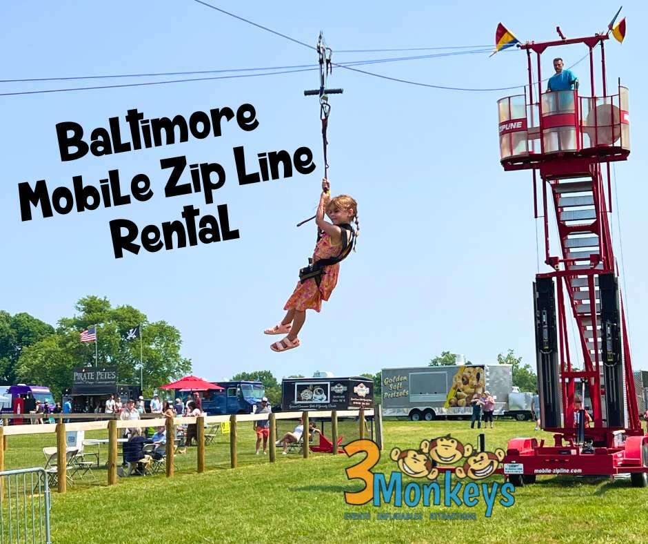 Mobile Zip Line Rental Baltimore - 3 Monkeys Inflatables