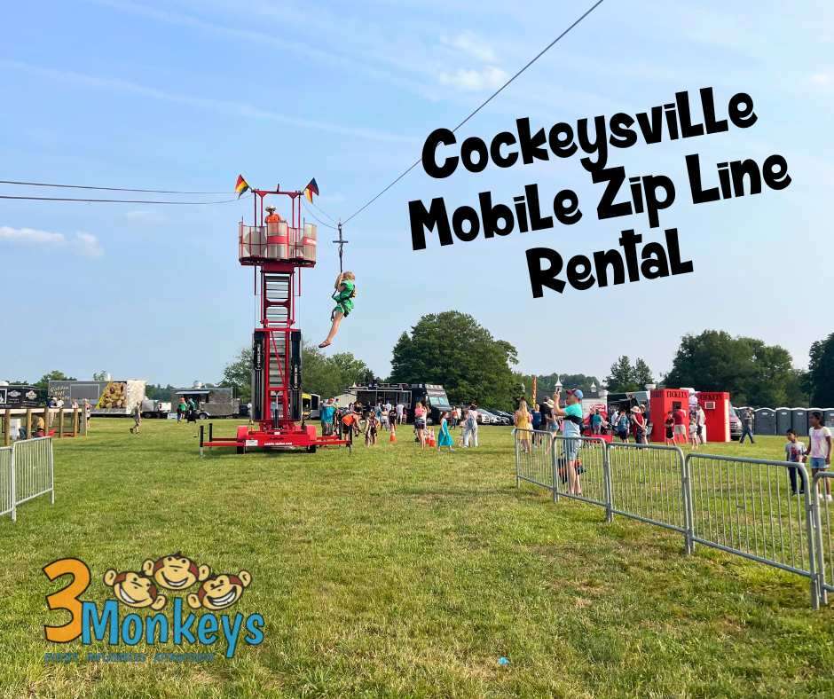 Mobile Zip Line Rental Cockeysville - 3 Monkeys Inflatables