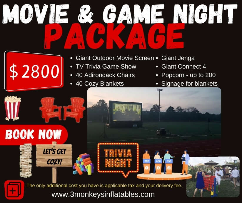 Movie and Game Night Campus Package | 3 Monkeys Inflatables