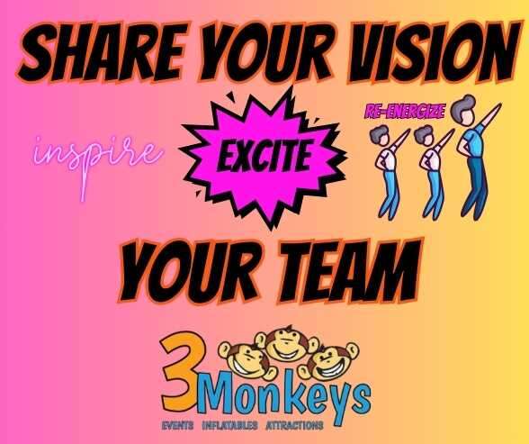 Party Rental Vision with 3 Monkeys Inflatables