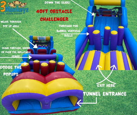 What is inside the 40' obstacle course?