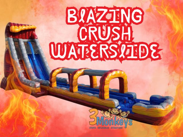 27 Foot Blazing Crush Waterslide Rental | 3 Monkeys Inflatables