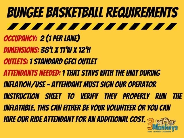 Bungee Run Basketball Game Requirements - PA and MD Bungee Run Safety