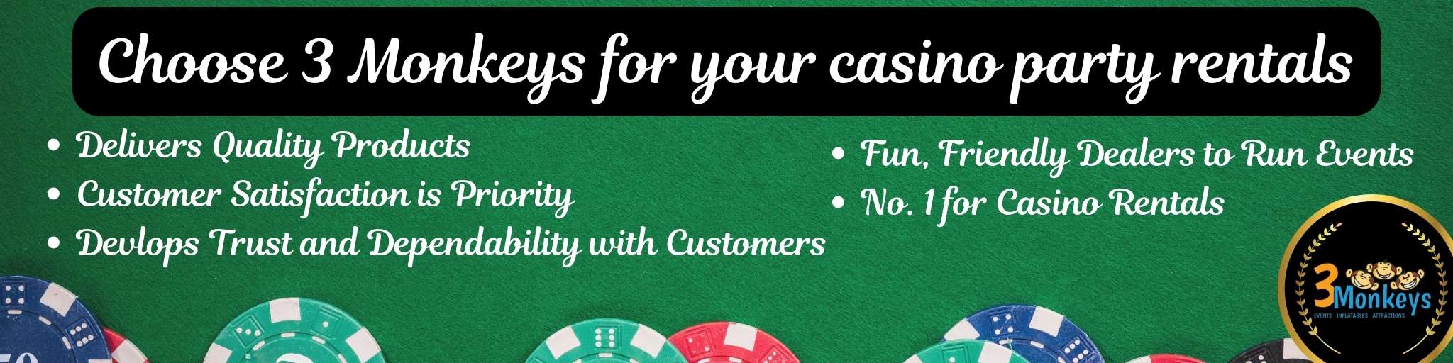 Casino Table Rentals Near Me PA | 3 Monkeys Inflatables