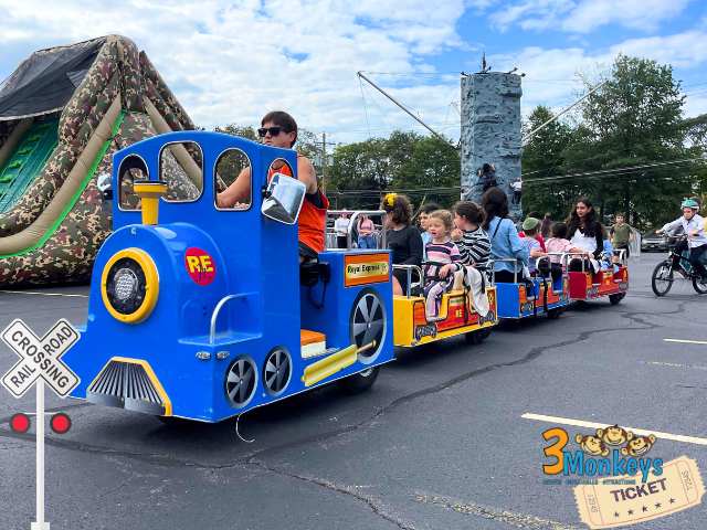 Electric Trackless Train for Rent | 3 Monkeys Inflatables