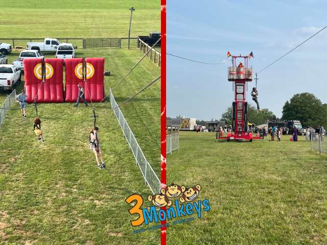 Mobile Zip Line Rental Central PA - 3 Monkeys Inflatables