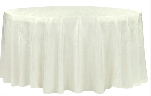 Ivory Crushed Taffeta Round Table Linen 120