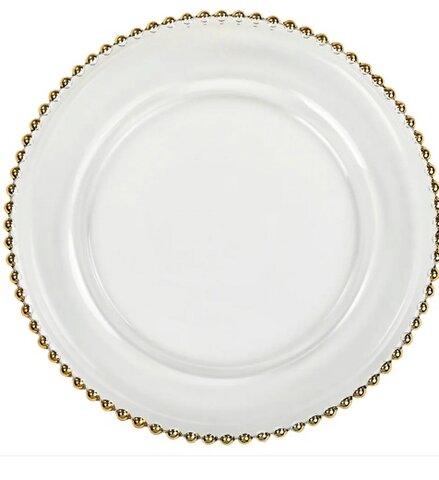 gold Beaded Glass charger plate 
