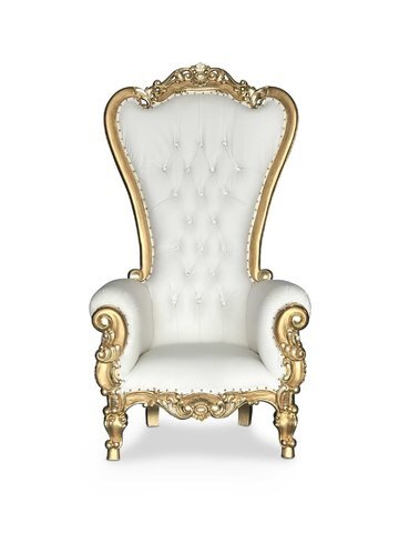 White & Gold Throne Chair 