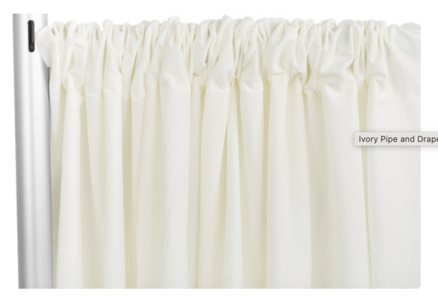 Ivory Ruched Pipe and Drape 7ft Tall x 10ft Wide