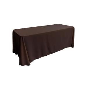 Chocolate Polyester Linen 90x156in fits our 8ft Rectangular Table to the Floor