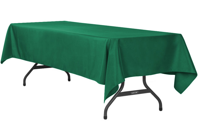 Emerald Green  Polyester linen 60x120in fits our 6ft & 8ft Rectangular Table Half way to the Floor