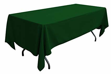 Forest Green  Polyester linen 60x120in fits our 6ft & 8ft Rectangular Table Half way to the Floor