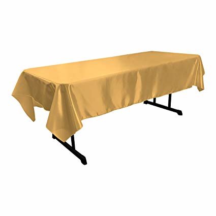Gold  Polyester linen 60x120in fits our 6ft & 8ft Rectangular Table Half way to the Floor