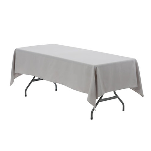 Grey Polyester linen 60x120in fits our 8ft Rectangular Table Half way to the Floor