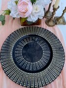 Black & Gold Beaded Glass Charger Plate 