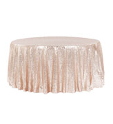 Blush Rose Sequin Round Table Linen 120"