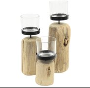 Wood Candles Holder Set