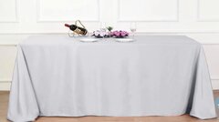 Silver Polyester Linen 90x156" (Fits Our 8ft Rectangular to the Floor)