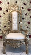 Gold and White Lion Throne Chair  