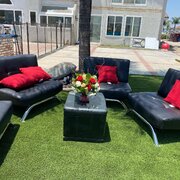 Black VIP 3 Lounge Chair 1 Ottoman Set (Pillows Not Included)