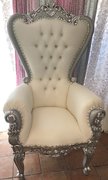 Silver  and White Throne Chair