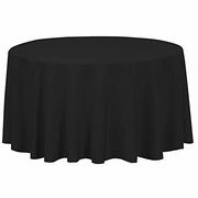 Black 108" Round Table linen Fits our 48in Round Table to the Floor.