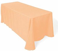 Peach Polyester Rectangular 90x132in Linen to Floor for 6ft Table 