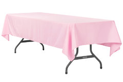 Pink  Polyester linen 60x120in fits our 6ft & 8ft Rectangular Table Half way to the Floor