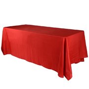 Red Polyester Rectangular 90x132in Linen to Floor for 6ft Table 