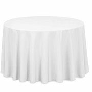White 132" Round Table linen Fits our 72in Round Table to the Floor.